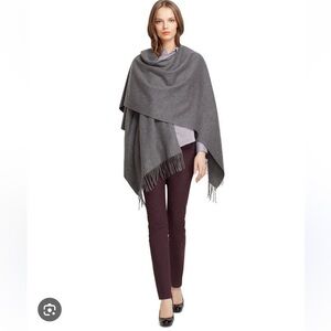 BROOKS BROTHERS 100% Cashmere Ruana Wrap in Gray PRISTINE One Size
